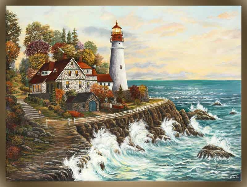 lighthouse landscape painting